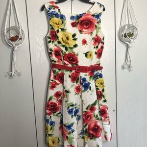 Tahari Floral Print A-line Dress